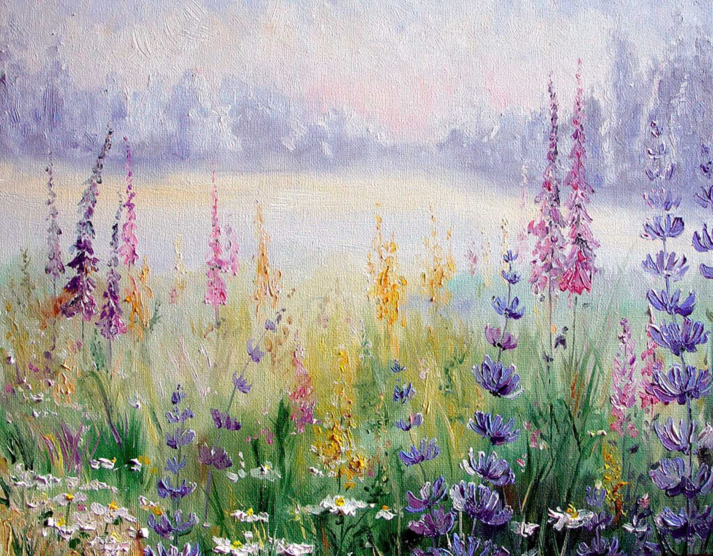 Pintura de flores num campo Pintura de flores num campo