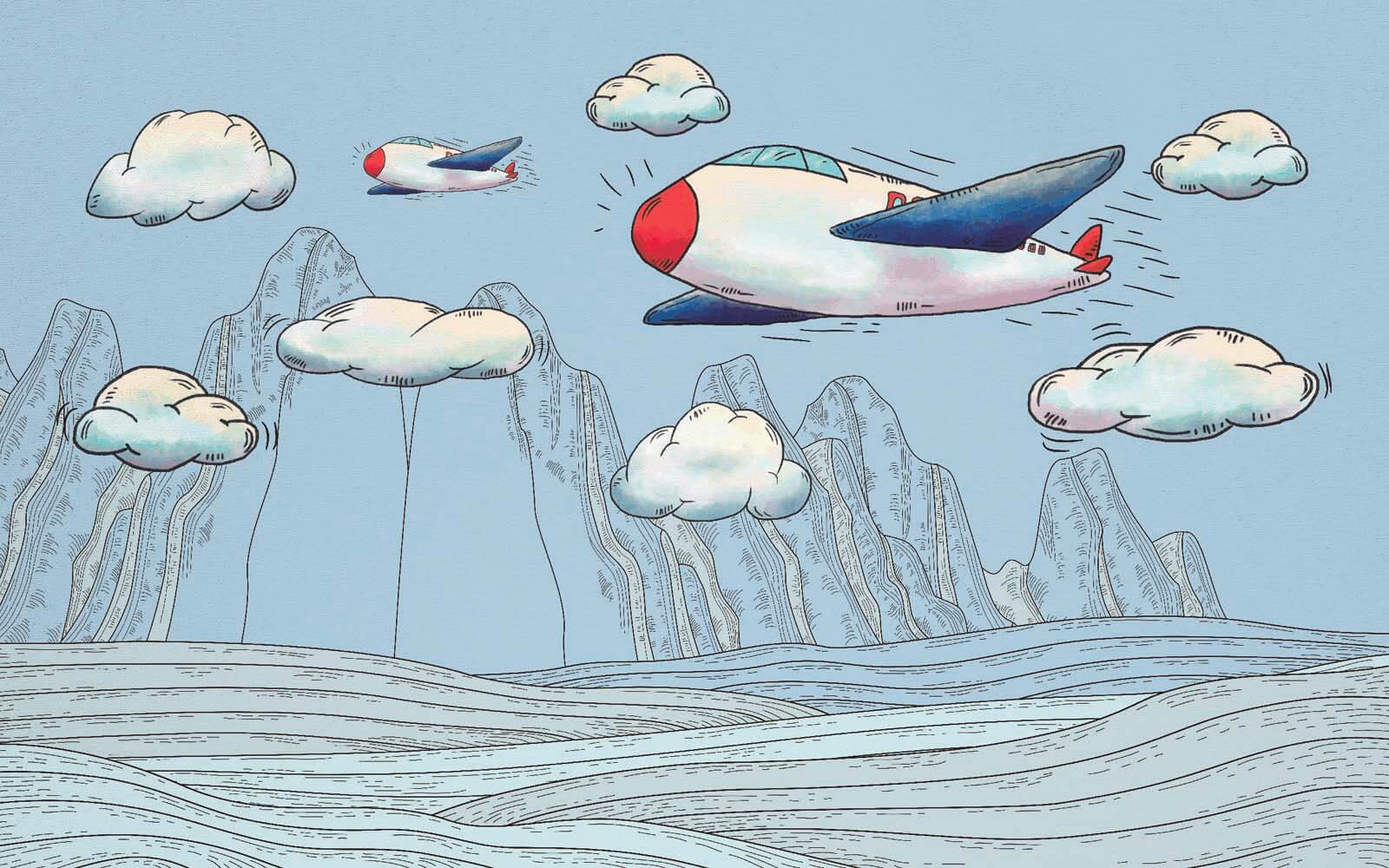 Desenho animado de aviões a sobrevoar montanhas u28105p - Desenho animado de aviões a sobrevoar montanhas - tegory