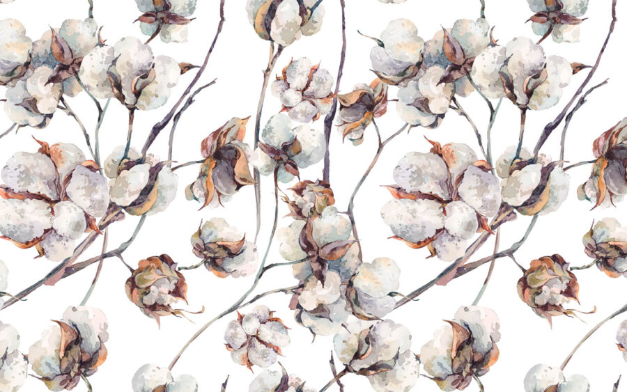 Padrão de flores de algodão Padrão de flores de algodão
