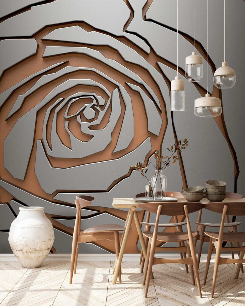 Abstract rose design in metallic texture