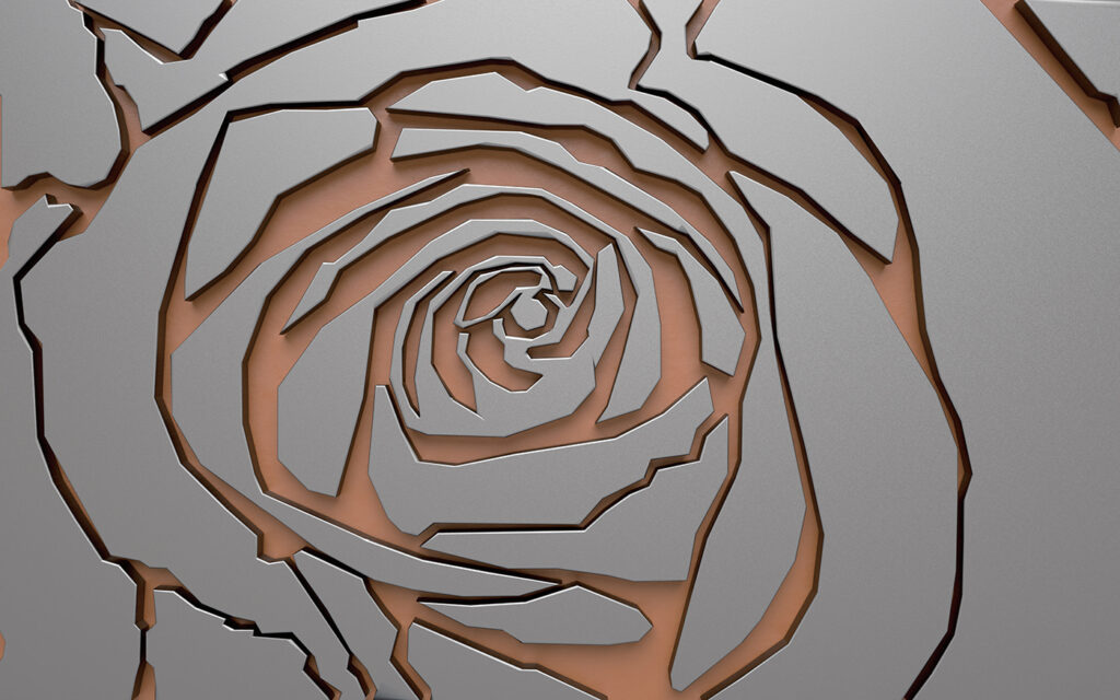 Desenho abstrato de rosas em textura metálica. Desenho abstrato de rosas em textura metálica.