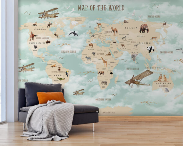 Mapa do mundo com animais Mapa do mundo com animais