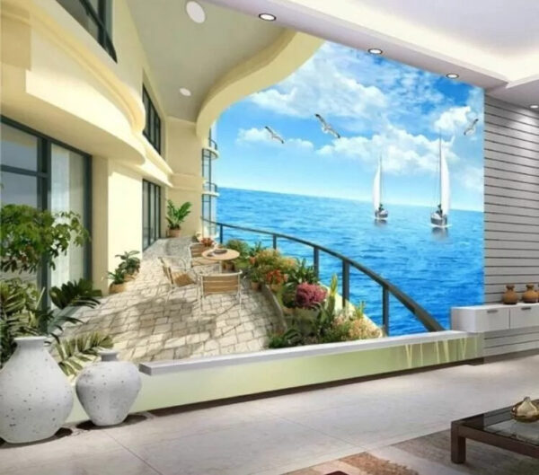 Varanda com vista para o mar e para os barcos Varanda com vista para o mar e para os barcos