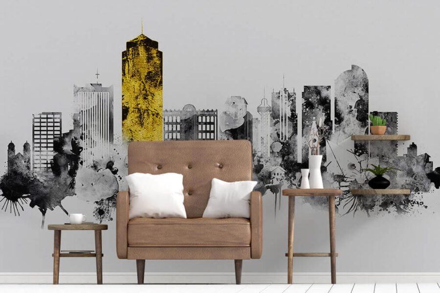 Paisagem urbana a preto e branco