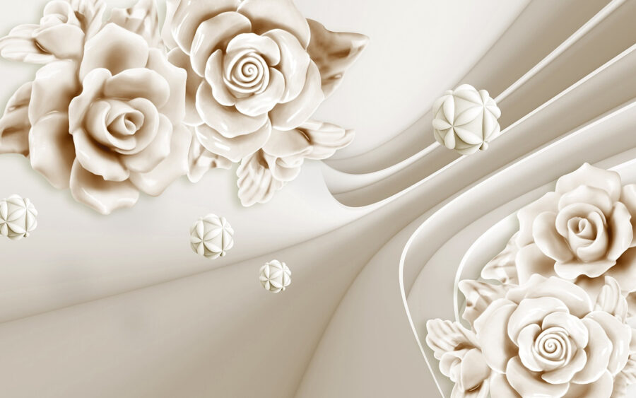 Rosas brancas e ondas brancas