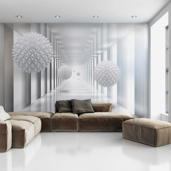 Quarto branco com bolas brancas Quarto branco com bolas brancas