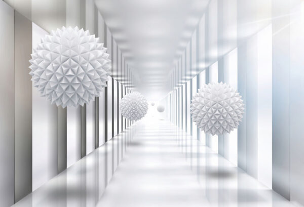 Quarto branco com bolas brancas Quarto branco com bolas brancas