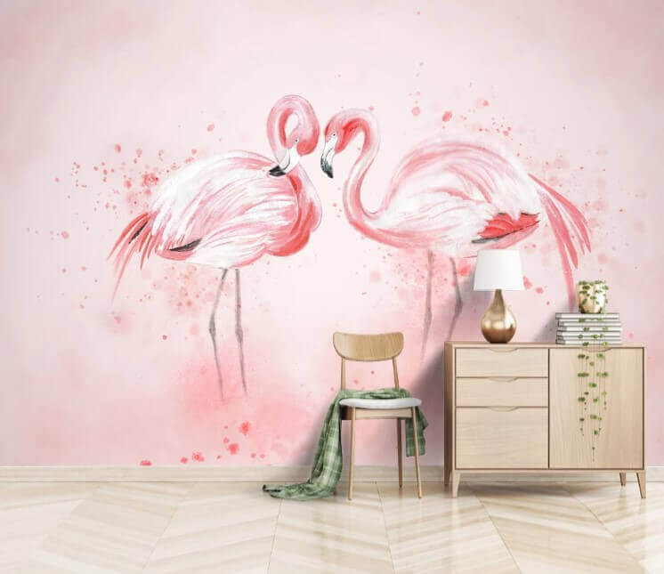 Dois flamingos lado a lado