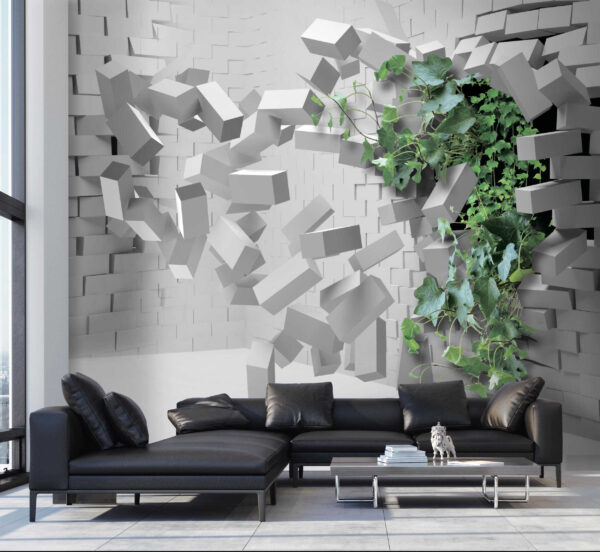 Planta a atravessar um muro Papel de parede Planta a atravessar um muro