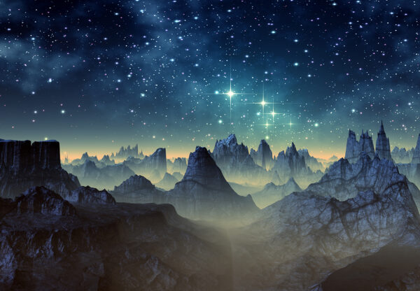 Cordilheira com estrelas no céu Cordilheira com estrelas no céu