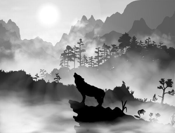 Lobo uivando para a lua Lobo uivando para a lua