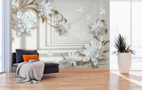 Desenho de uma flor branca sobre um fundo branco Desenho de uma flor branca sobre um fundo branco
