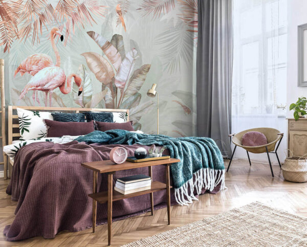 Flamingos and tropical leaves Flamingos and tropical leaves