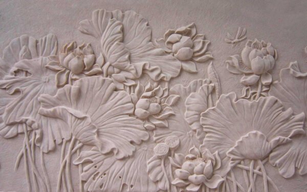 Elegante desenho floral em relevo em bege. Elegante desenho floral em relevo em bege.