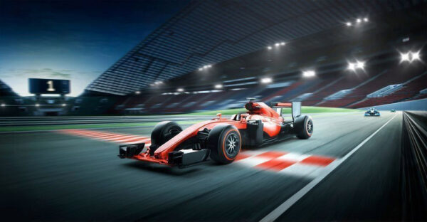 Carro de corrida numa pista Carro de corrida numa pista