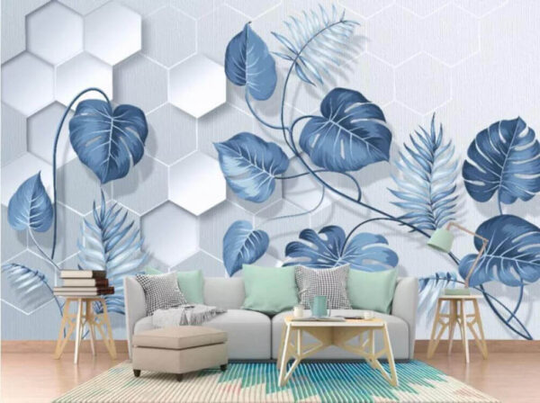 Folhas azuis sobre um fundo branco Folhas azuis sobre um fundo branco