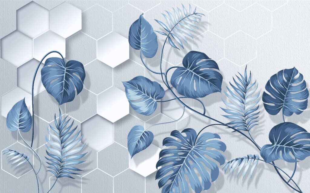 Folhas azuis sobre um fundo branco Folhas azuis sobre um fundo branco