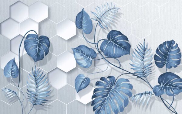 Folhas azuis sobre um fundo branco Folhas azuis sobre um fundo branco