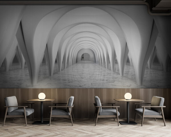 Quarto branco com teto em arco Quarto branco com teto em arco