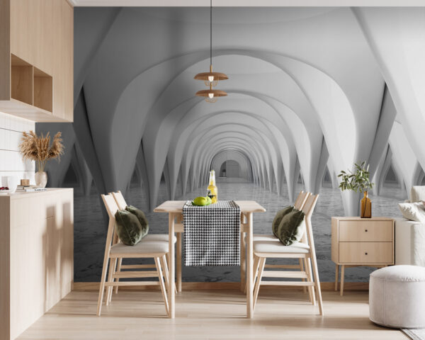 Quarto branco com teto em arco Quarto branco com teto em arco