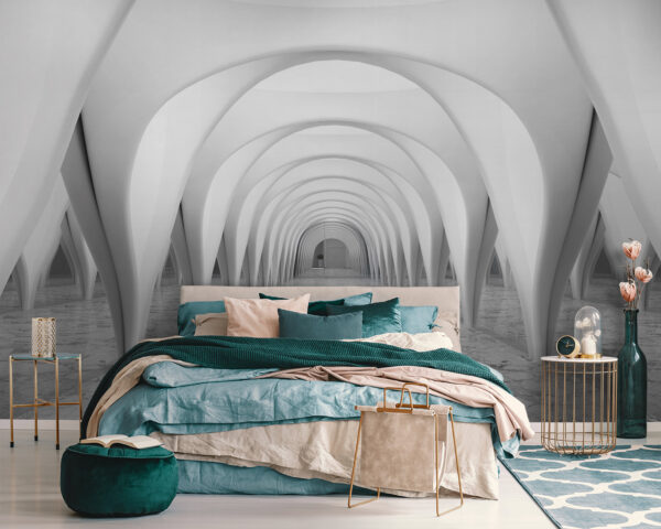 Quarto branco com teto em arco Quarto branco com teto em arco