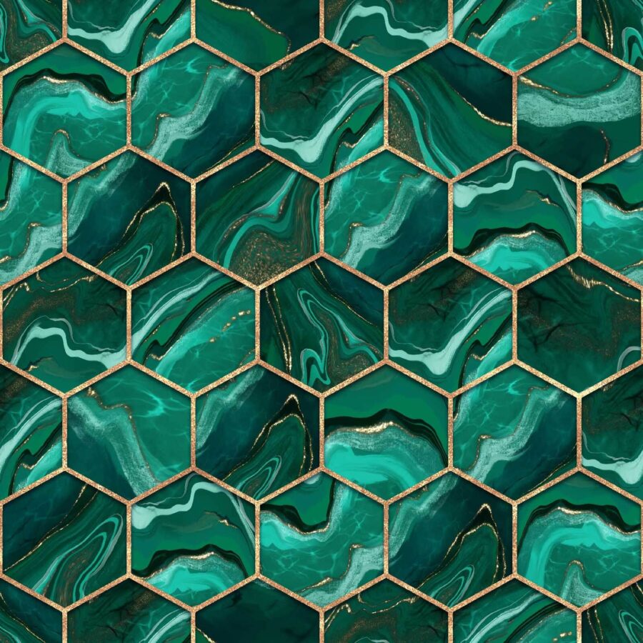 Design vibrante com padrão hexagonal em mármore