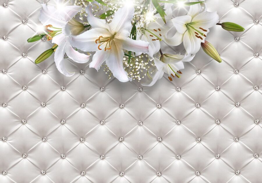 Grupo de flores brancas sobre um fundo branco