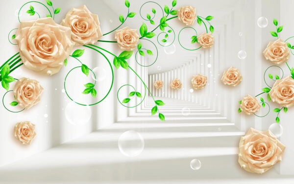 Papel de parede com rosas e folhas Papel de parede com rosas e folhas