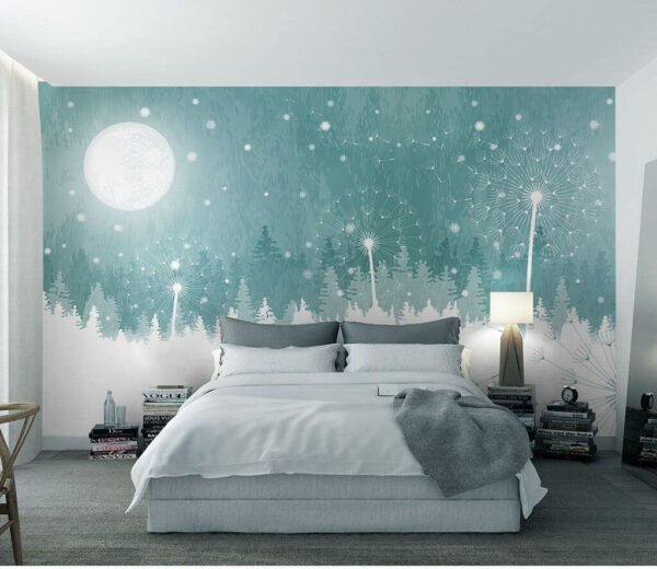 Lua sobre uma floresta de neve Lua sobre uma floresta de neve