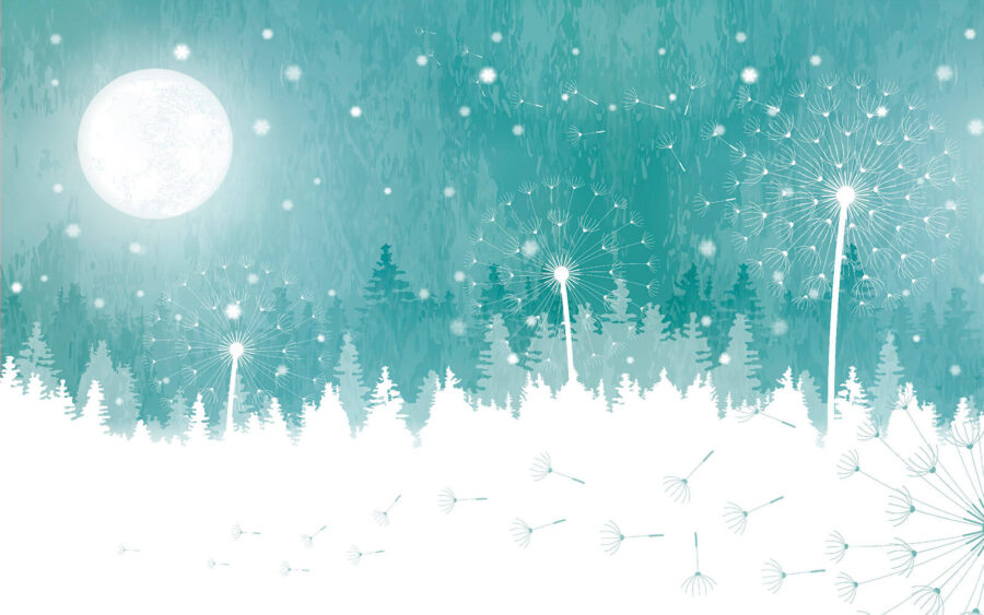 Lua sobre uma floresta de neve Lua sobre uma floresta de neve