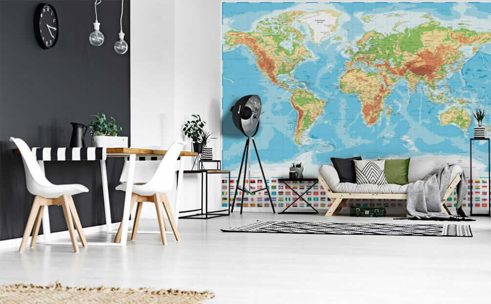 u18208pig1m - Mapa do mundo com diferentes bandeiras - tegory