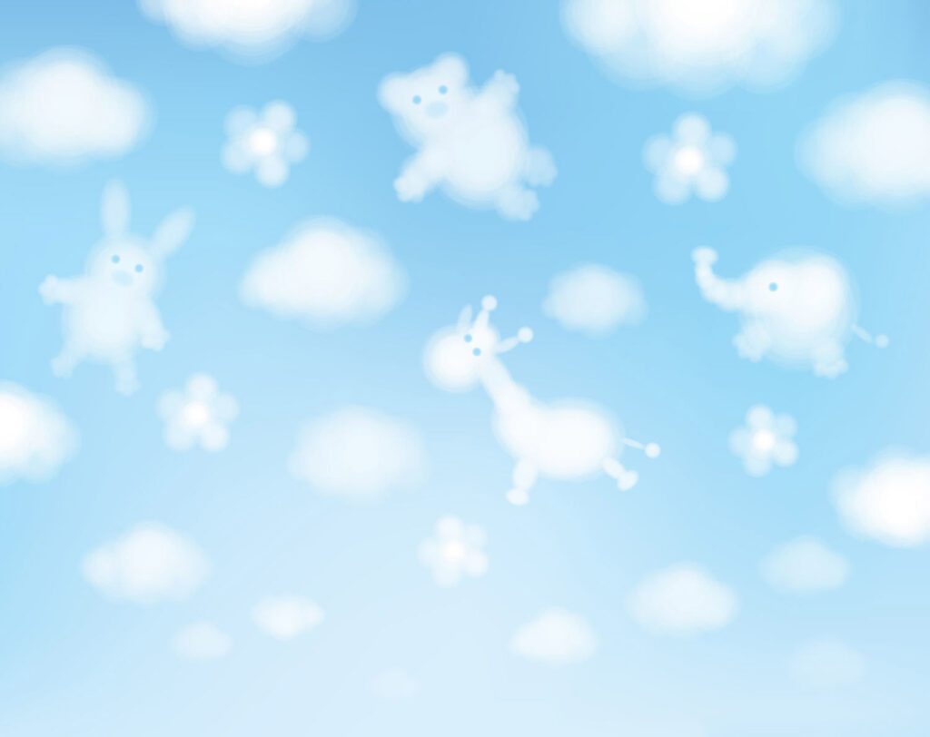Céu azul com nuvens e animais Céu azul com nuvens e animais