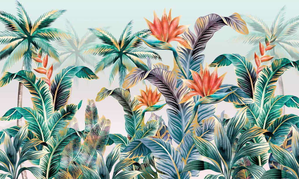 Plantas e flores tropicais coloridas Plantas e flores tropicais coloridas