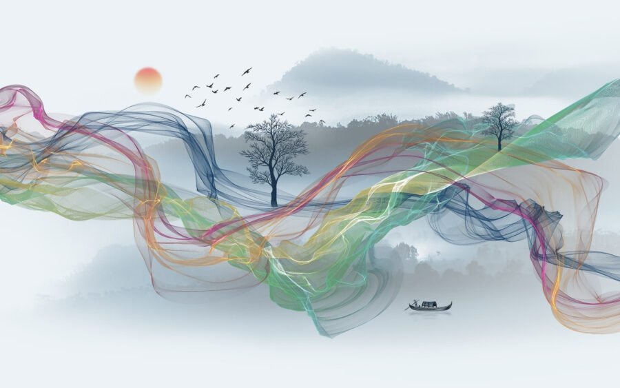 Ondas coloridas no céu