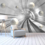 Papel de parede Bolas brancas num túnel