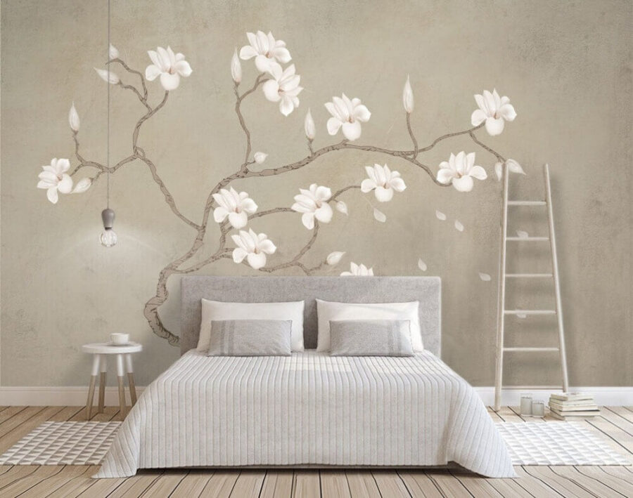 Flores brancas num ramo