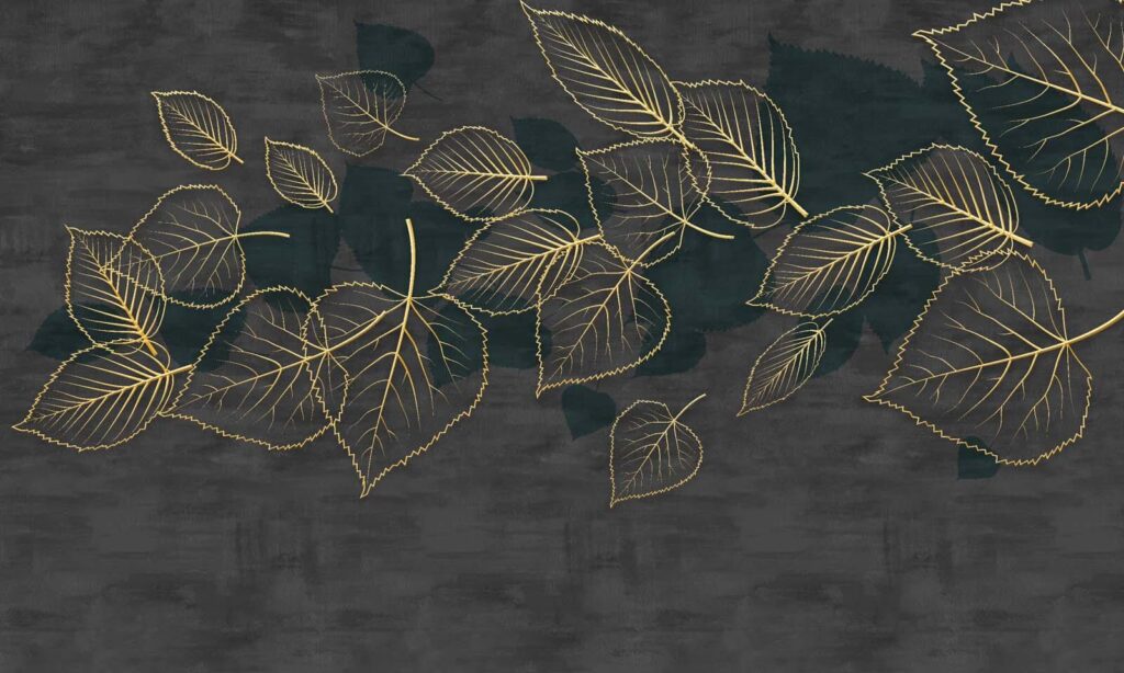 Desenho de folhas sobre um fundo preto Desenho de folhas sobre um fundo preto