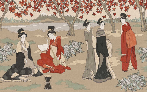 Grupo de mulheres com roupa tradicional japonesa Grupo de mulheres com roupa tradicional japonesa