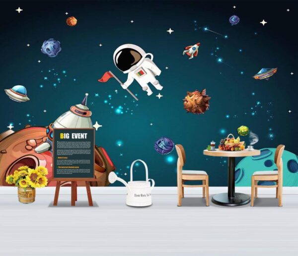 Cena espacial em desenho animado com planetas e estrelas Cena espacial em desenho animado com planetas e estrelas