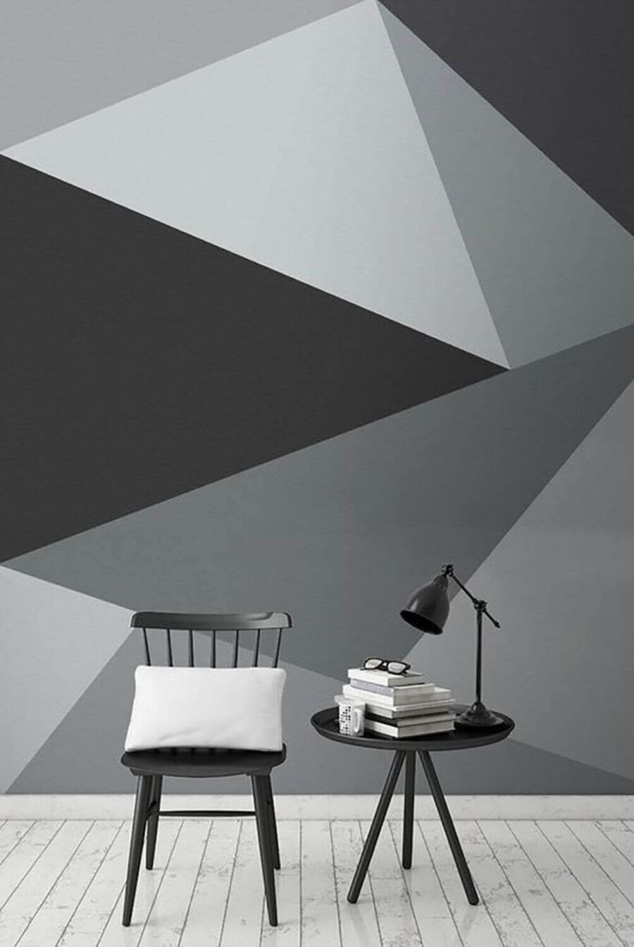 Padrão triangular cinzento e branco