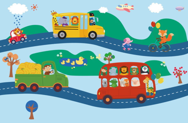 Grupo de autocarros de desenhos animados Grupo de autocarros de desenhos animados