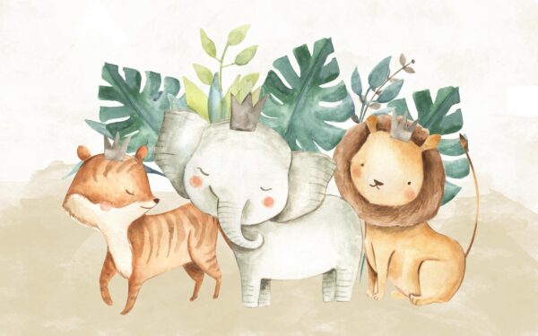 Grupo de animais com coroas Grupo de animais com coroas
