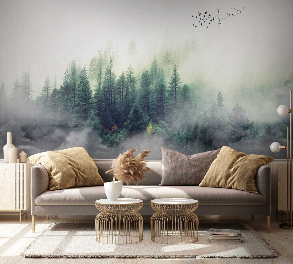 Birds flying over a forest Birds flying over a forest