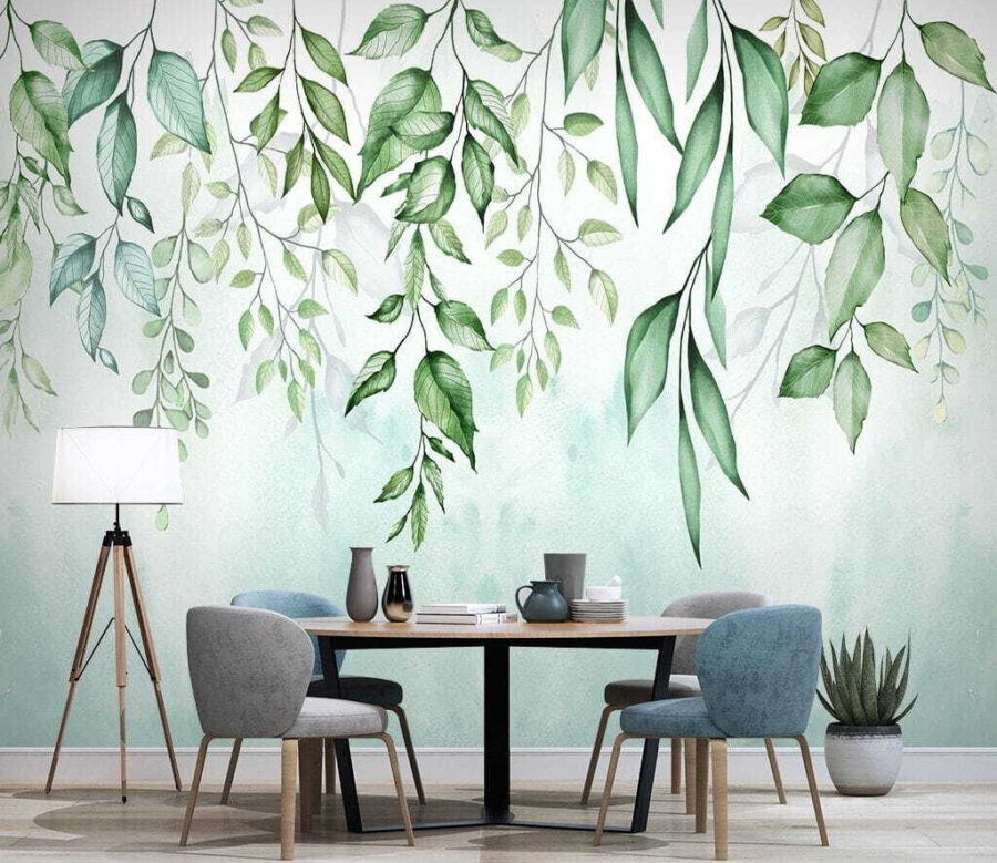 Pintura a aguarela de folhas