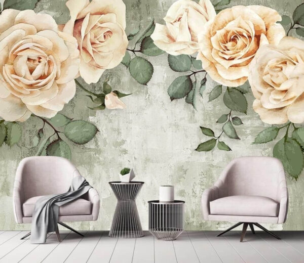 Um grupo de rosas com folhas Um grupo de rosas com folhas