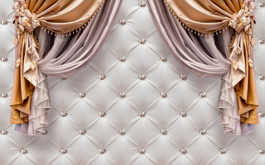 Cortinas elegantes com pormenores decorativos.