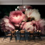 Um grupo de animais numa floresta Papel de parede Grupo de rosas cor-de-rosa e brancas