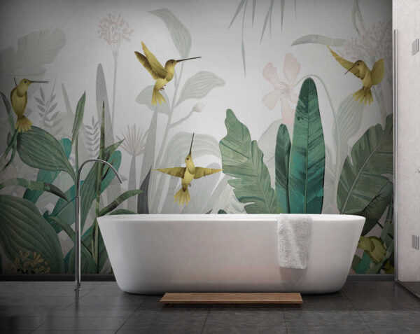 Beija-flores a voar sobre as plantas Beija-flores a voar sobre as plantas