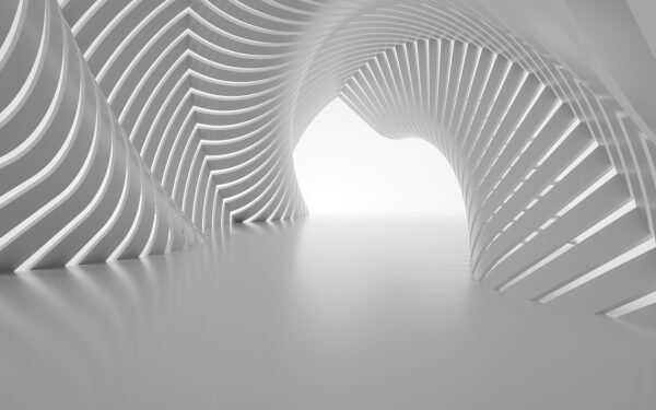 Túnel branco com linhas curvas Túnel branco com linhas curvas