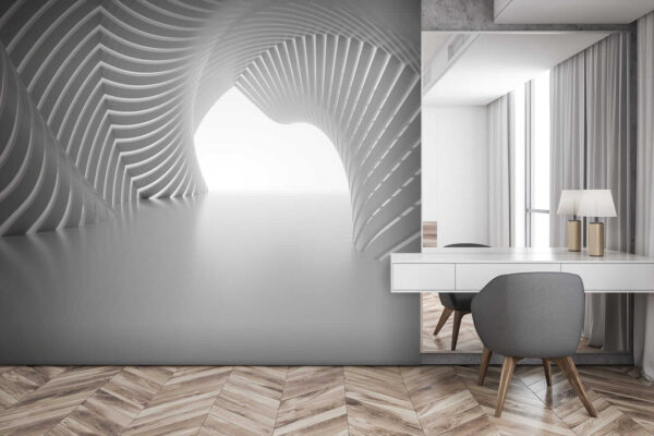 Túnel branco com linhas curvas Túnel branco com linhas curvas